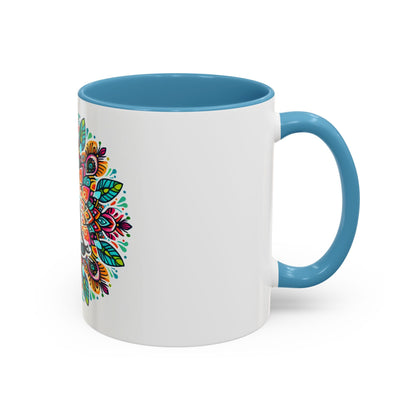 Meditation Design Accent Coffee Mug - Colorful Yoga Gift for Mindfulness Lovers