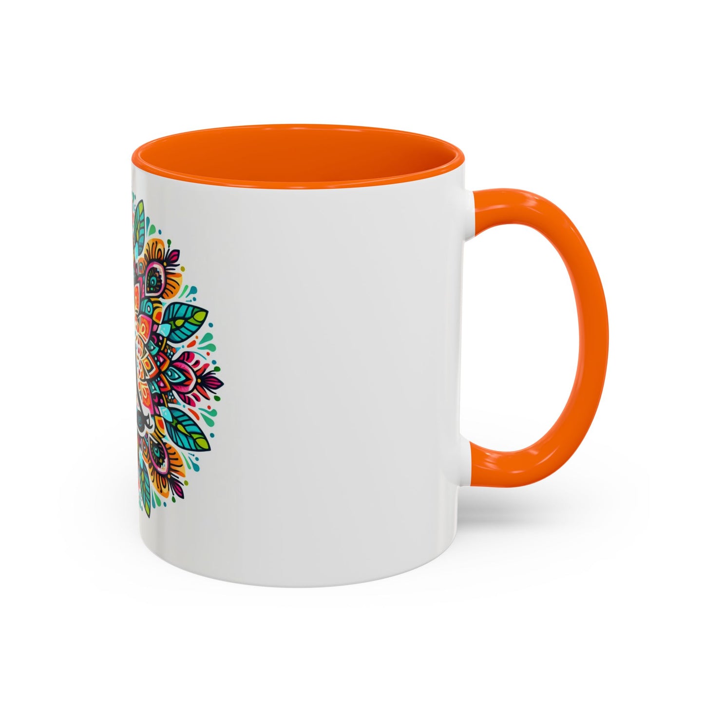 Meditation Design Accent Coffee Mug - Colorful Yoga Gift for Mindfulness Lovers