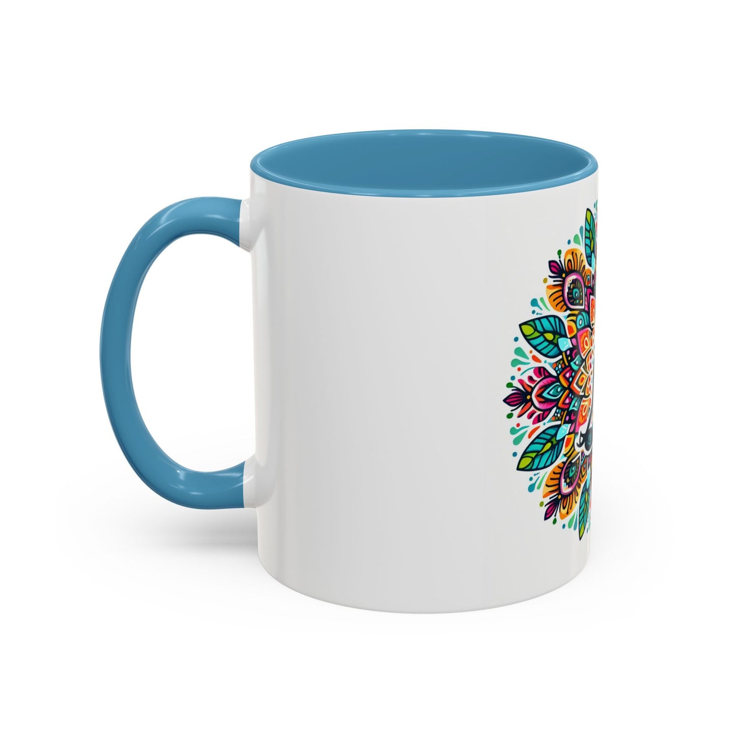 Meditation Design Accent Coffee Mug - Colorful Yoga Gift for Mindfulness Lovers