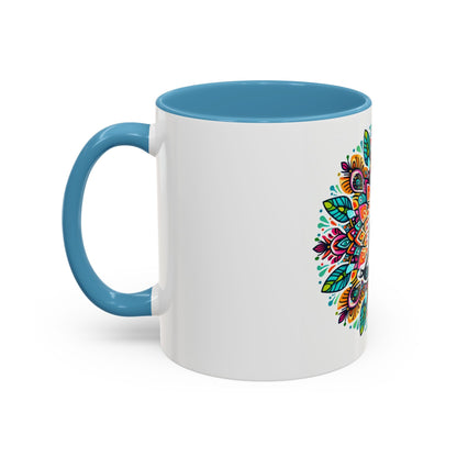 Meditation Design Accent Coffee Mug - Colorful Yoga Gift for Mindfulness Lovers