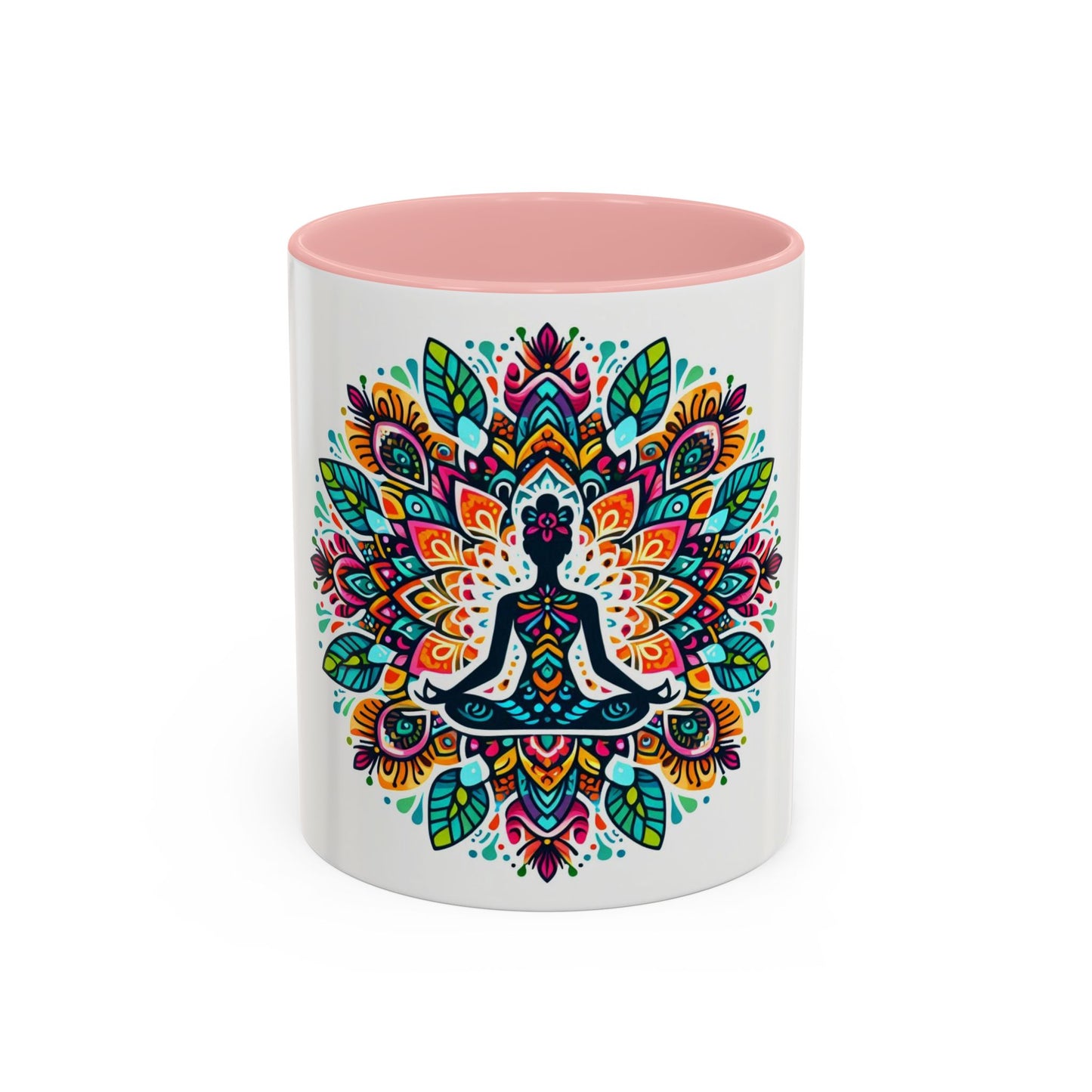Meditation Design Accent Coffee Mug - Colorful Yoga Gift for Mindfulness Lovers