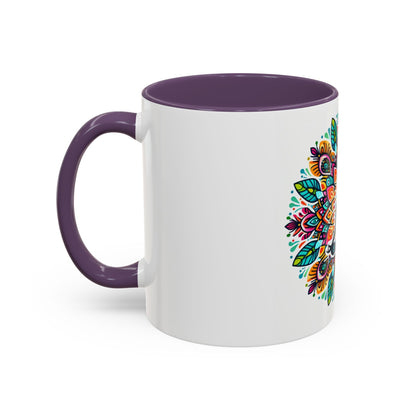Meditation Design Accent Coffee Mug - Colorful Yoga Gift for Mindfulness Lovers