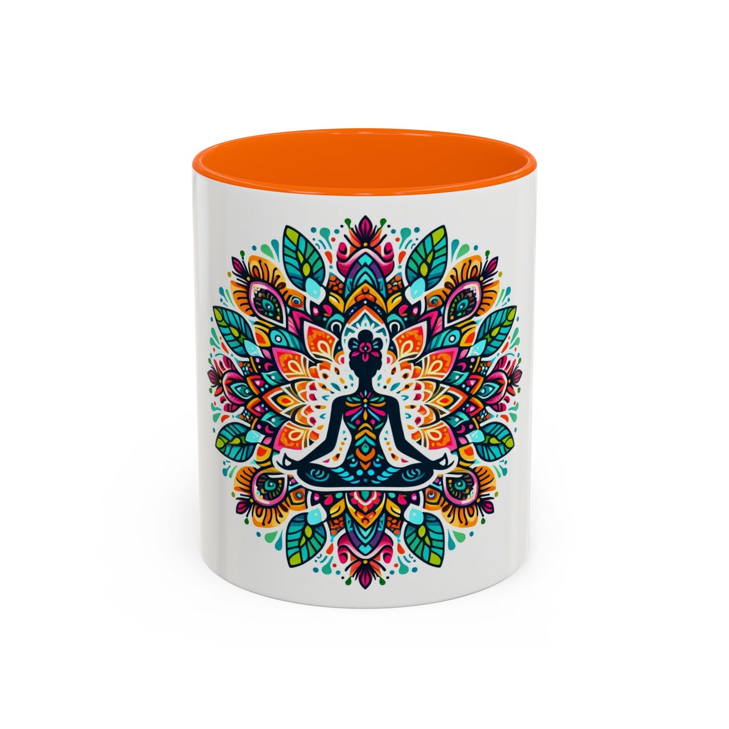 Meditation Design Accent Coffee Mug - Colorful Yoga Gift for Mindfulness Lovers