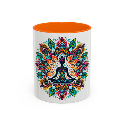 Meditation Design Accent Coffee Mug - Colorful Yoga Gift for Mindfulness Lovers