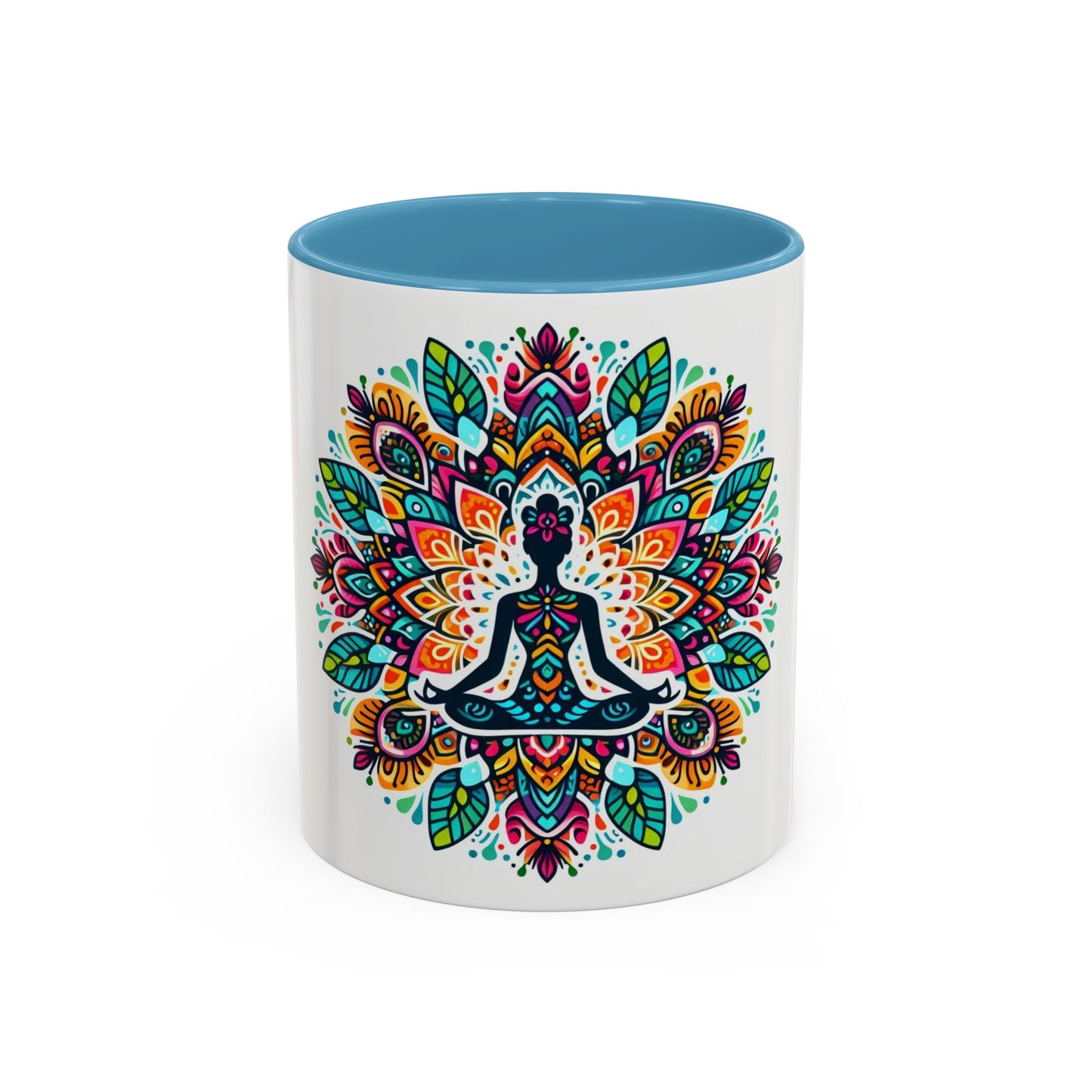 Meditation Design Accent Coffee Mug - Colorful Yoga Gift for Mindfulness Lovers
