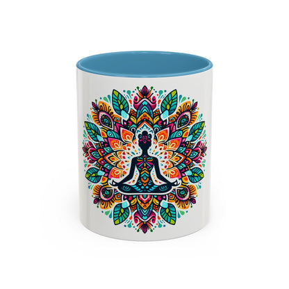 Meditation Design Accent Coffee Mug - Colorful Yoga Gift for Mindfulness Lovers