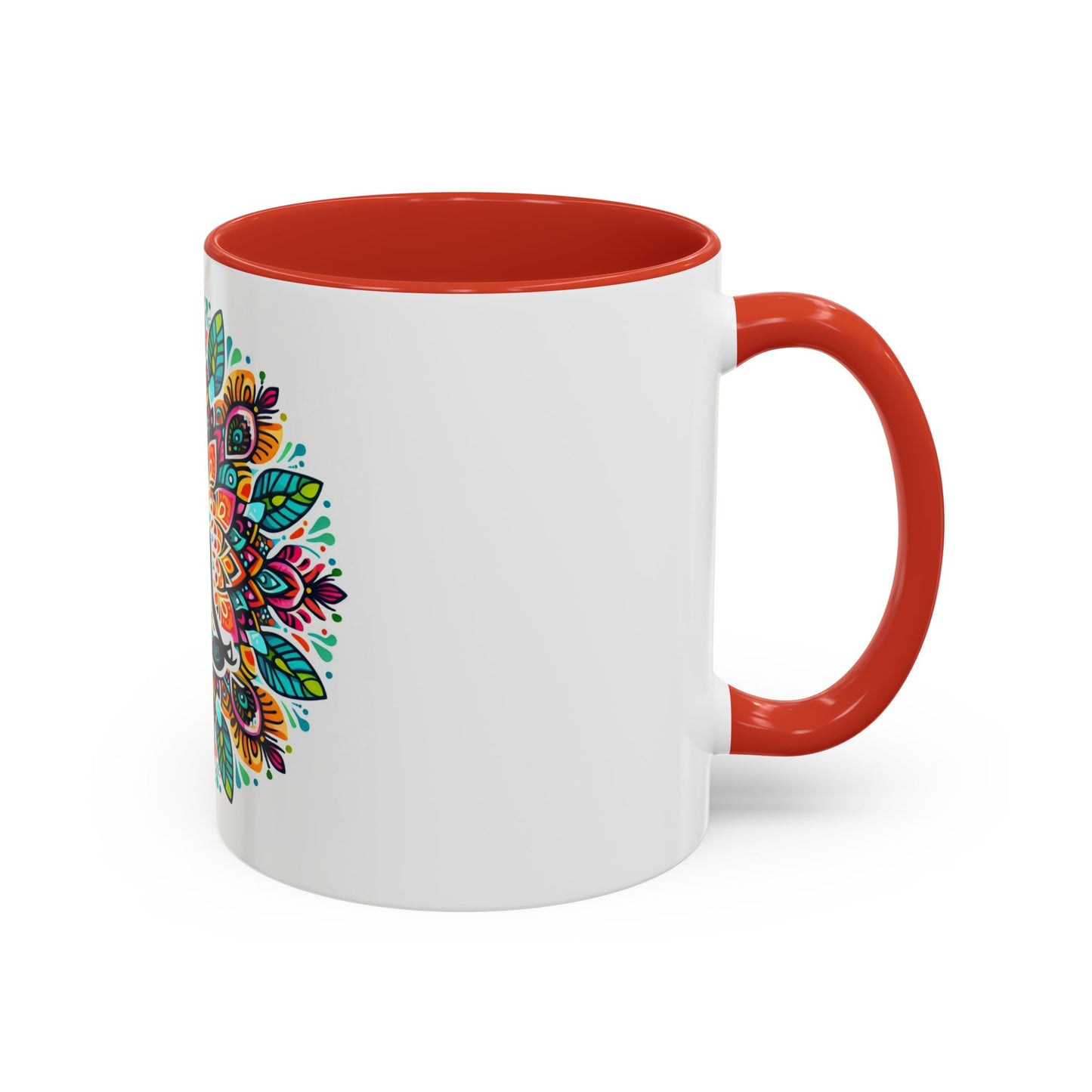 Meditation Design Accent Coffee Mug - Colorful Yoga Gift for Mindfulness Lovers