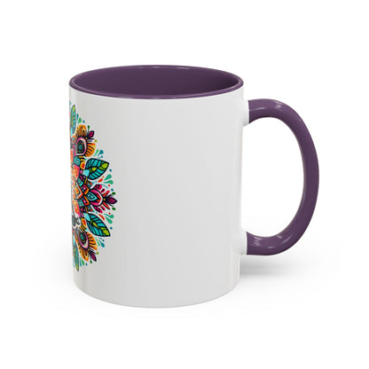 Meditation Design Accent Coffee Mug - Colorful Yoga Gift for Mindfulness Lovers