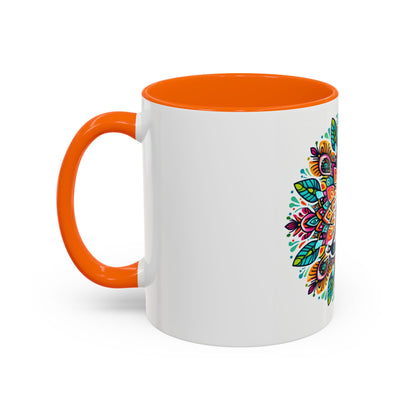Meditation Design Accent Coffee Mug - Colorful Yoga Gift for Mindfulness Lovers
