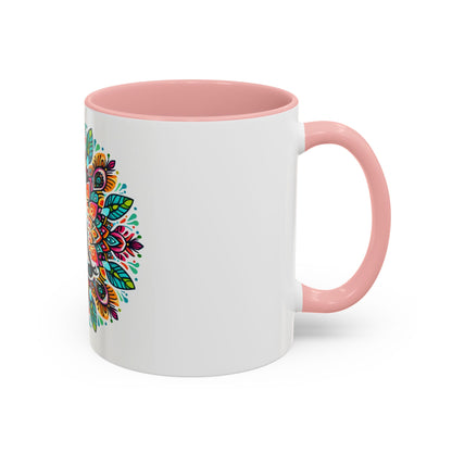 Meditation Design Accent Coffee Mug - Colorful Yoga Gift for Mindfulness Lovers