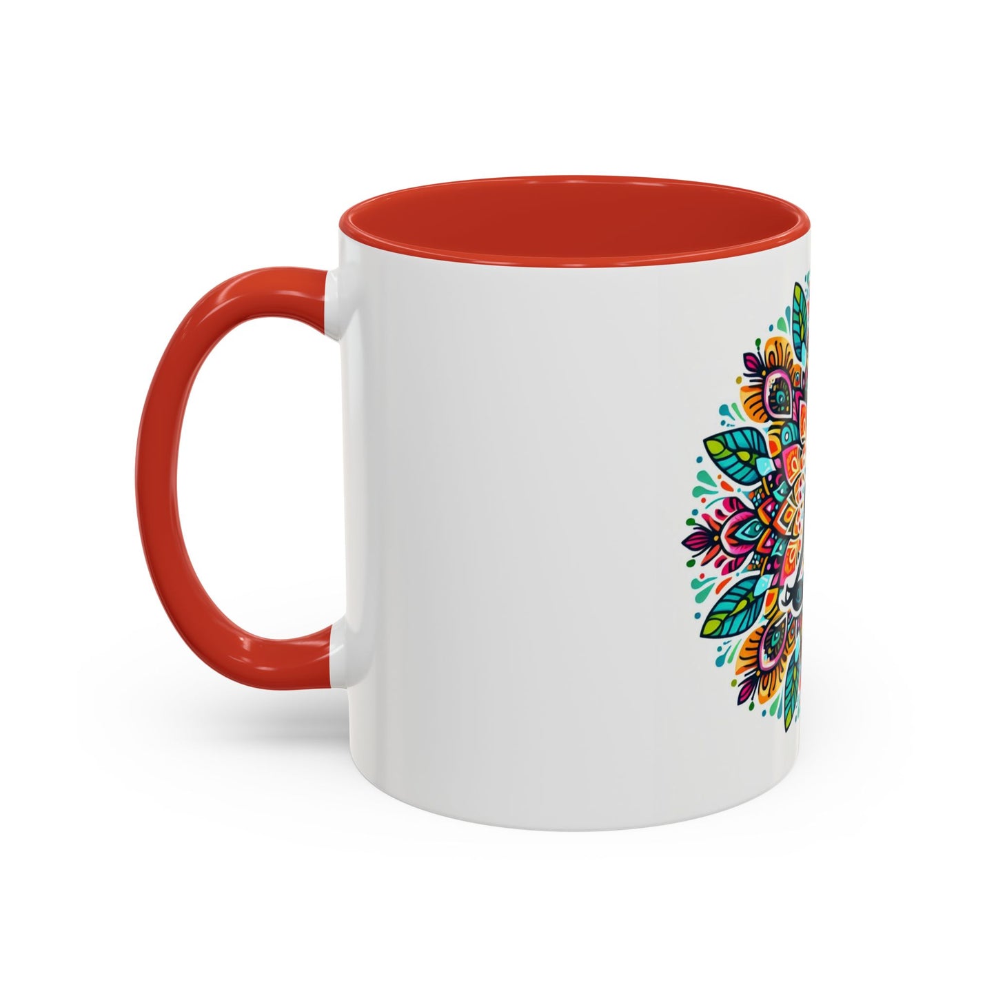 Meditation Design Accent Coffee Mug - Colorful Yoga Gift for Mindfulness Lovers