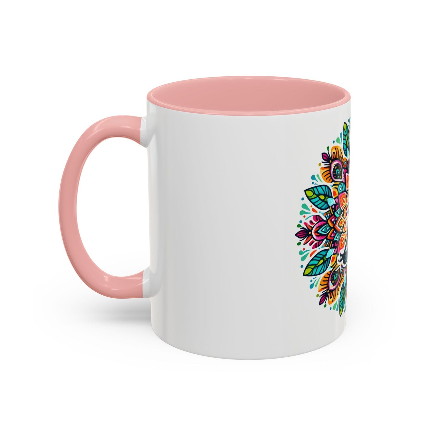 Meditation Design Accent Coffee Mug - Colorful Yoga Gift for Mindfulness Lovers