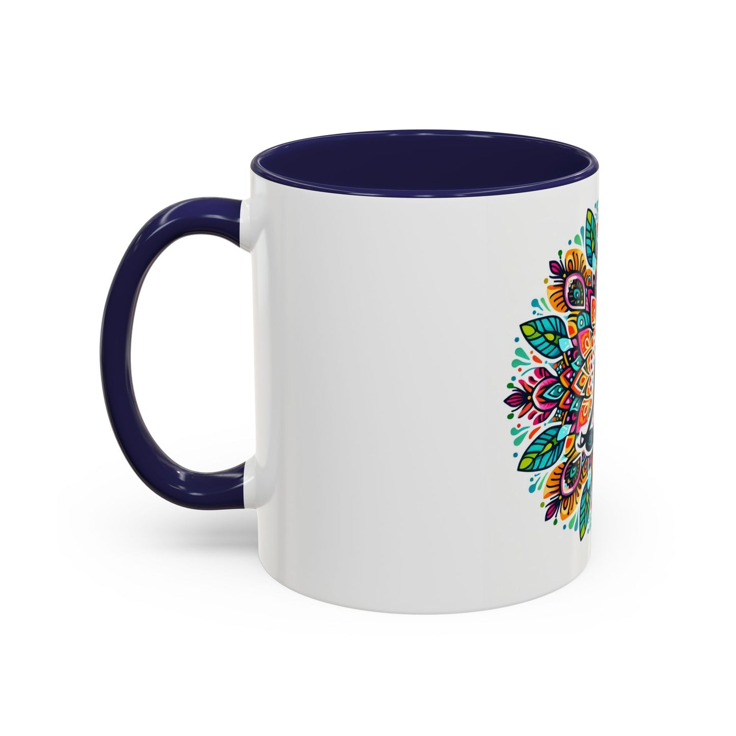 Meditation Design Accent Coffee Mug - Colorful Yoga Gift for Mindfulness Lovers