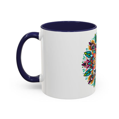 Meditation Design Accent Coffee Mug - Colorful Yoga Gift for Mindfulness Lovers