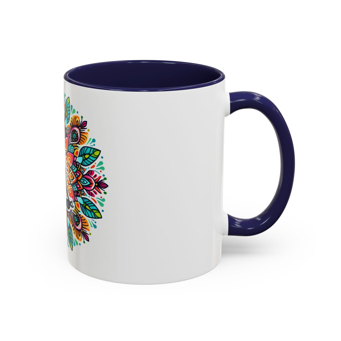 Meditation Design Accent Coffee Mug - Colorful Yoga Gift for Mindfulness Lovers