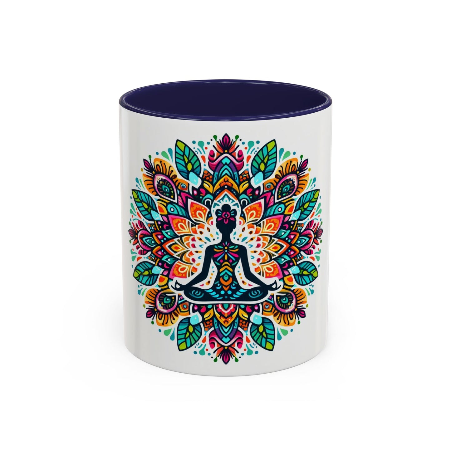 Meditation Design Accent Coffee Mug - Colorful Yoga Gift for Mindfulness Lovers