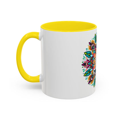 Meditation Design Accent Coffee Mug - Colorful Yoga Gift for Mindfulness Lovers