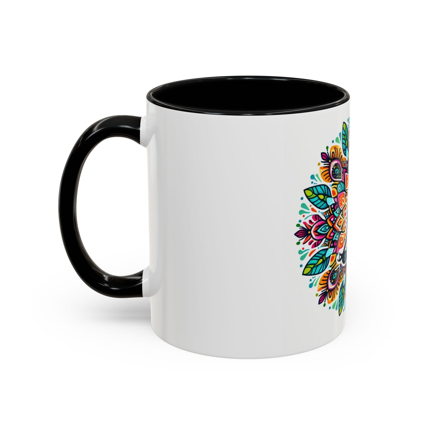 Meditation Design Accent Coffee Mug - Colorful Yoga Gift for Mindfulness Lovers