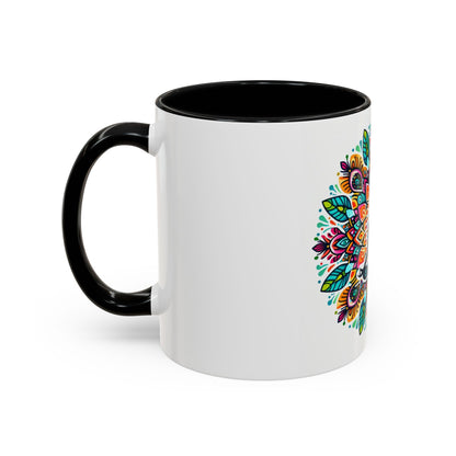 Meditation Design Accent Coffee Mug - Colorful Yoga Gift for Mindfulness Lovers
