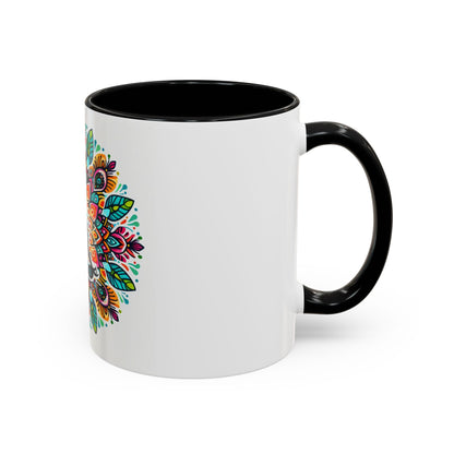 Meditation Design Accent Coffee Mug - Colorful Yoga Gift for Mindfulness Lovers