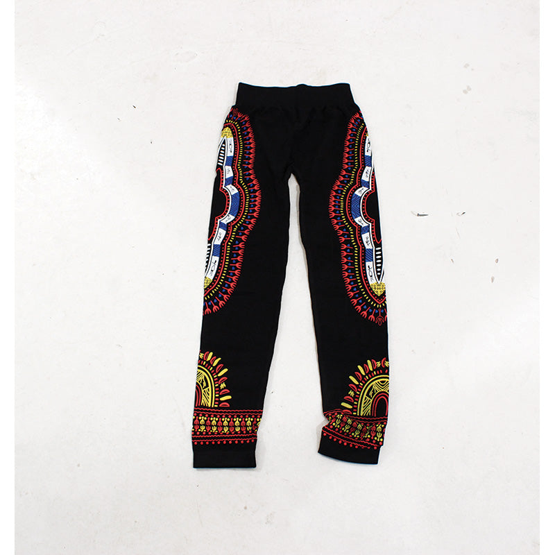 Traditional Print Black Leggings