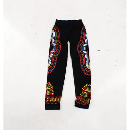 Traditional Print Black Leggings