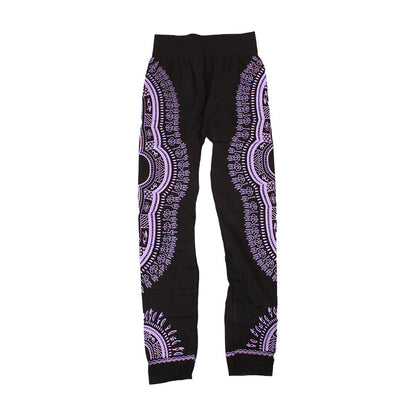 Traditional Print Black Leggings
