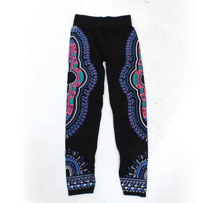 Traditional Print Black Leggings